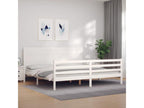 Bed frame with white headboard, Super Boisona solid wood, GUOZ17720