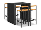 Elariva DUVU09941 5-piece black poly rattan and solid wood garden bar set