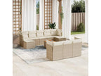 11-piece garden furniture set with beige resin wicker cushions JDHQ08987