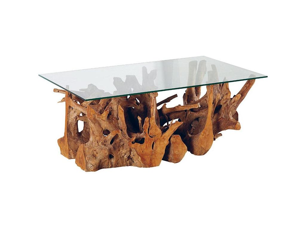 Boisona SFTV06756 glass-topped coffee table on a teak root base