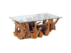 Boisona SFTV06756 glass-topped coffee table on a teak root base