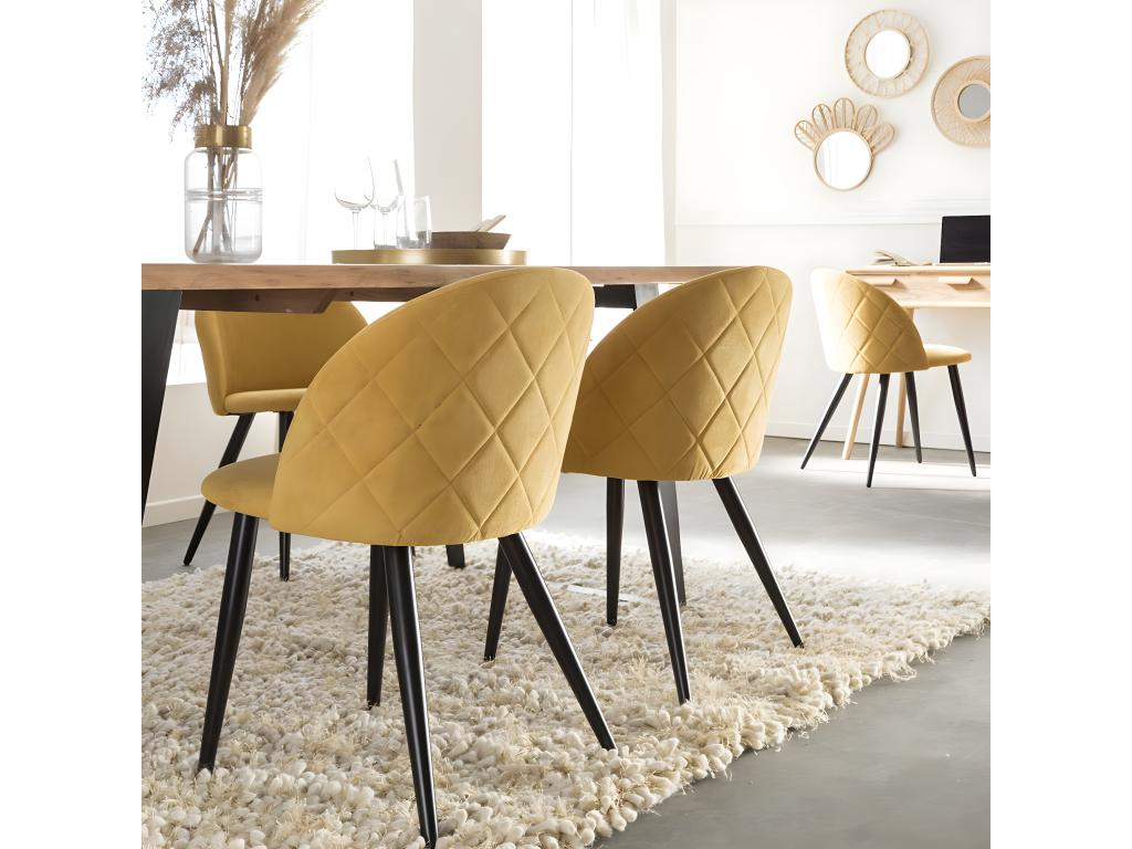 Nobellea mustard yellow fabric and metal chair, set of 2 OYAY02201