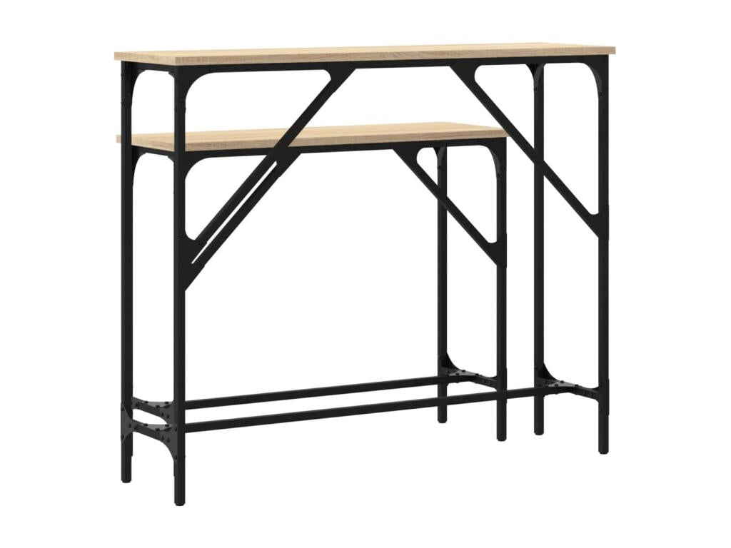 2-piece console tables, oak finish, Boisona engineered wood UIQS30690