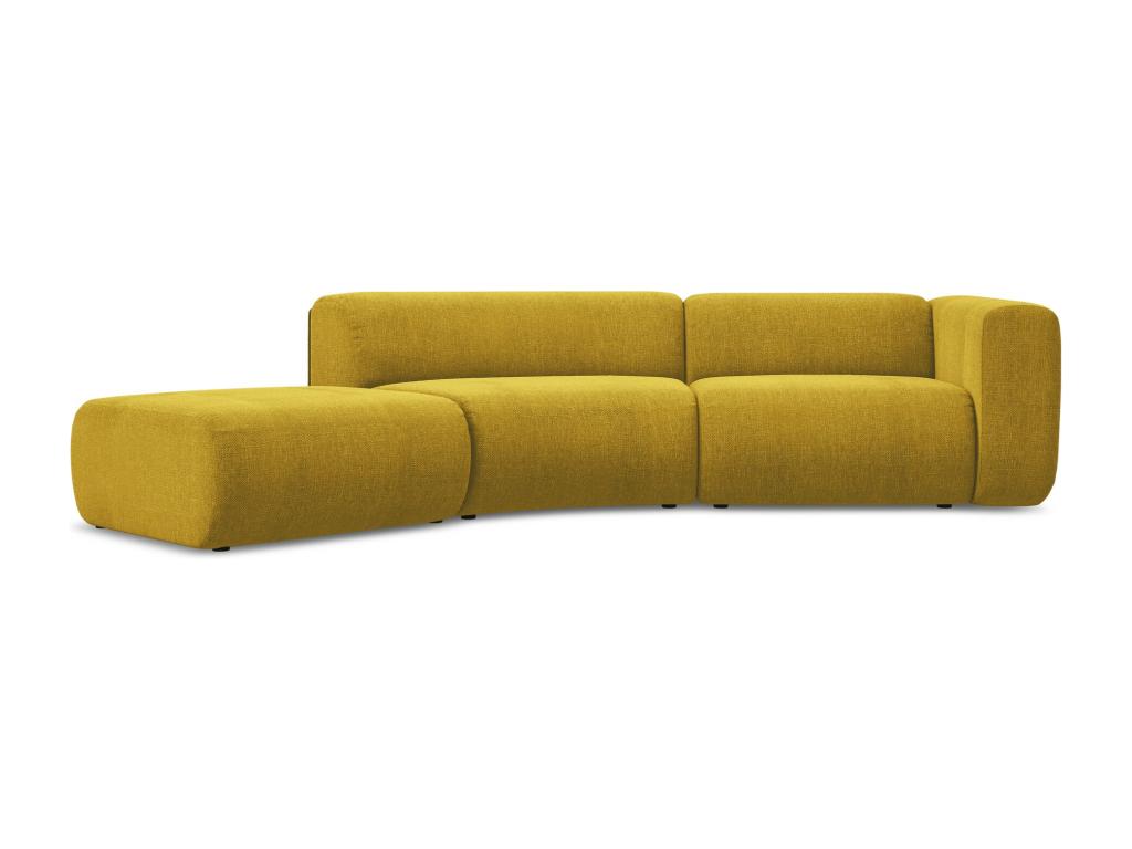 Modular 4-seater sofa, left-hand facing, in chenille fabric - mustard - Boisona SGVU57163