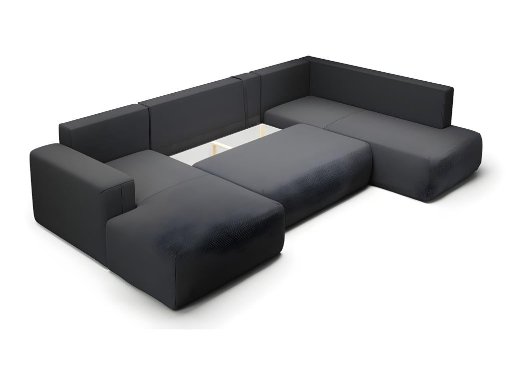 Boisona Dark Grey 5-seater U-shaped sofa bed with storage HDFE59954