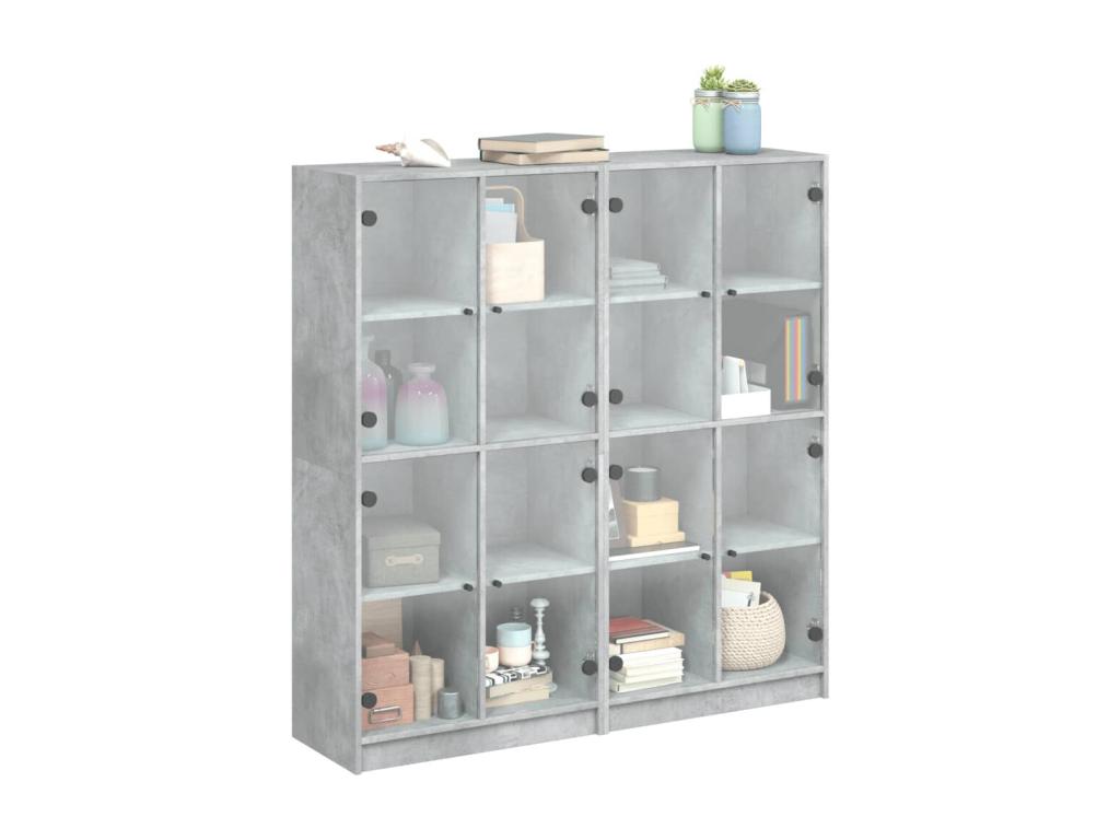 Bookcase with concrete grey doors 136x37x142 SBTW50618