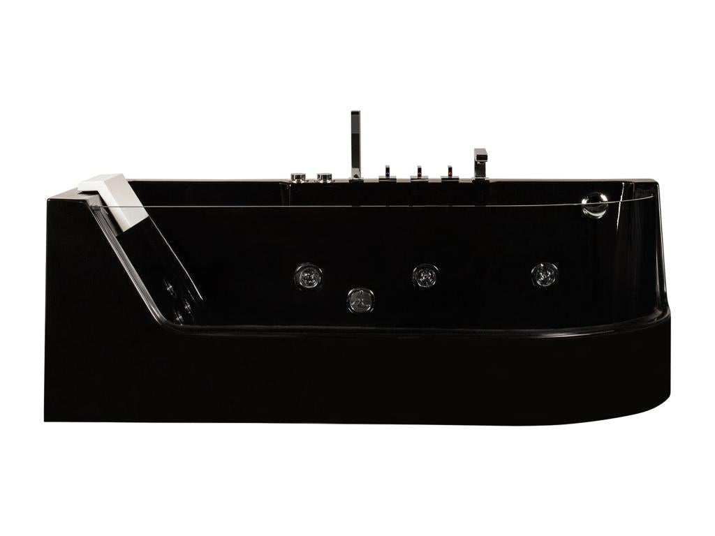 Boisona black glass-fronted whirlpool bathtub - 1 person - 263L - 170x80x57cm - left-hand corner QIRS58382
