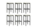 7-piece garden bar set and cushions, black woven resin LMKY49266