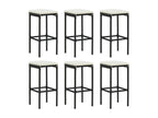 7-piece garden bar set and cushions, black woven resin LMKY49266