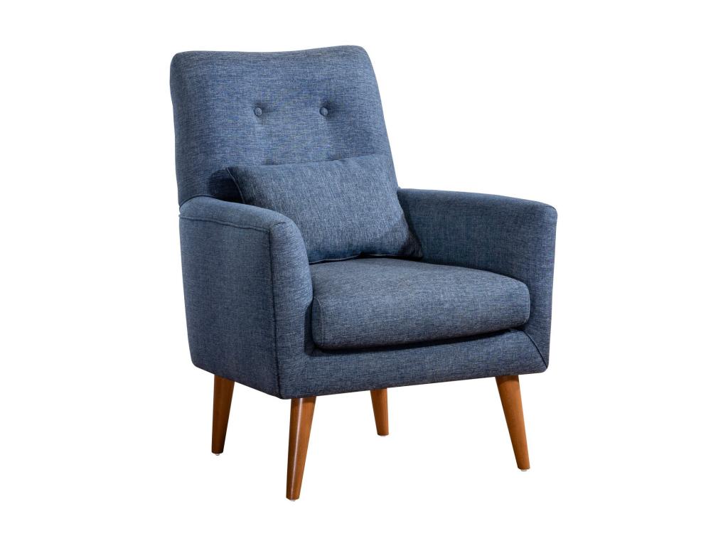 Boisona FAUS49419 3-seater convertible sofa and 1 armchair set in dark blue fabric