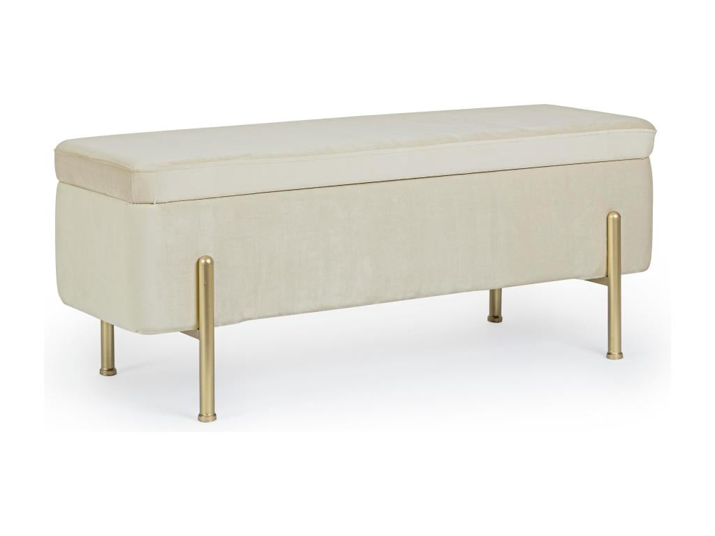 Nobellea 110cm Natural Velvet Storage Bench with Gold Legs ZDRU35675