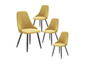 Nobellea - Set of 4 Yellow Fabric Chairs with 3 Stitched Lines and Black Metal Legs CDHJ12700