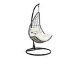 Hanging chair in woven resin - Black with white cushions - Boisona IRTN20658