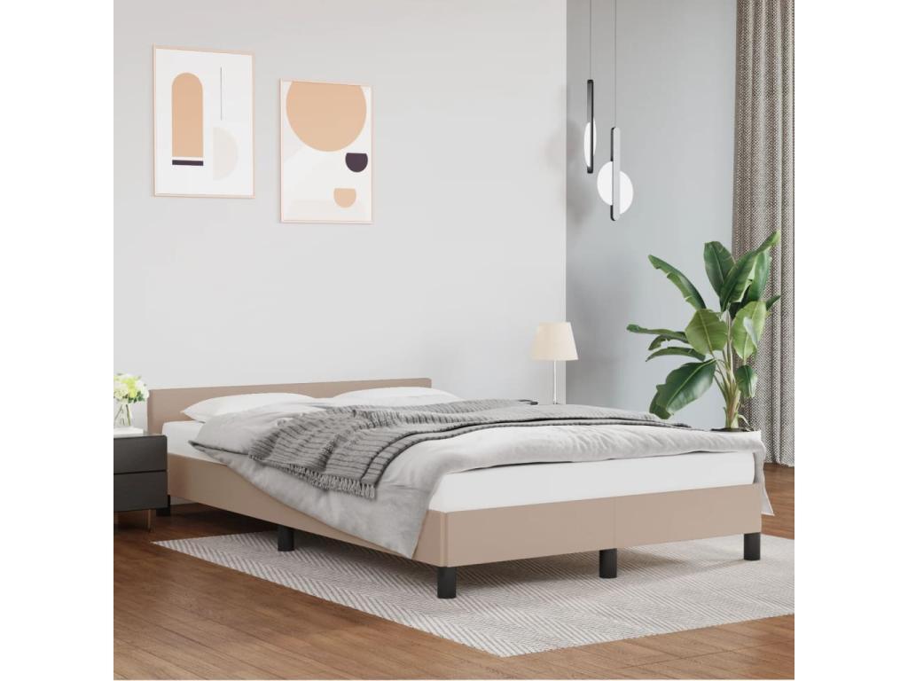 Bed frame with cappuccino headboard 120x190 faux leather XCDI91616