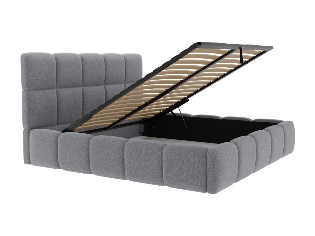 Storage bed 140x190 cm - Textured fabric - Grey - Nobellea JJOX04558