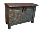 Wooden and blue metal chest 132x44x90h DSOD10535