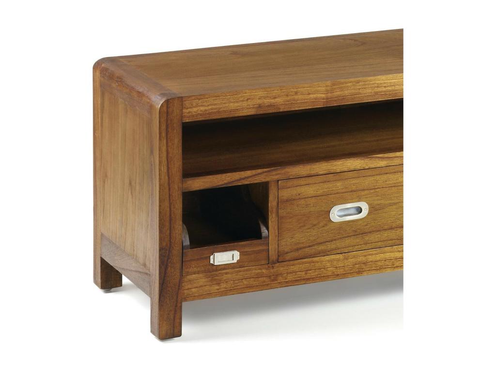 TV stand with 3 drawers, wood and bronze/brown finish, 115x40x47cm - Nobellea EHYZ62097