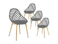 Boisona - Set of 4 Garden Chairs, Perforated Plastic Shell, Grey, Metal Legs MOFB97357
