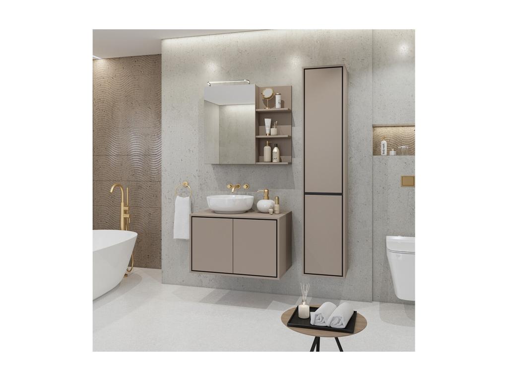 Set of 3 bathroom furniture pieces from the Boisona collection, brown color. FHMR26521