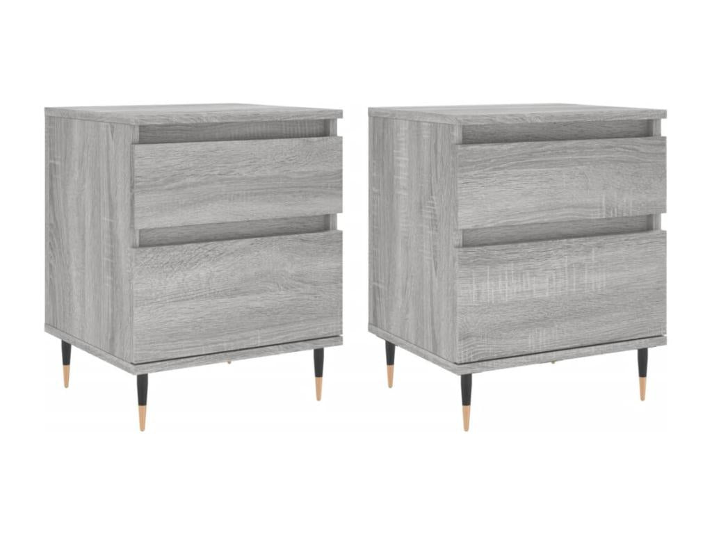 Boisona bedside tables, 2 pcs, grey, 40x35x50 cm, engineered wood, SNSG39347