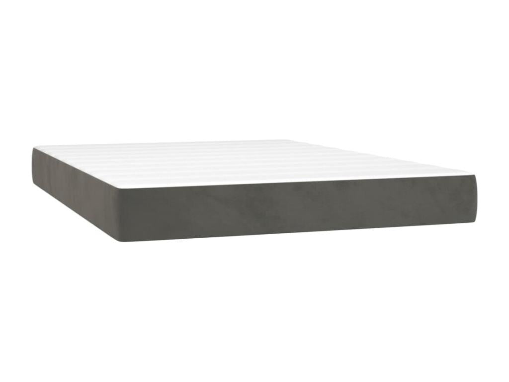 Upholstered bed base and mattress, Dark Grey, 140x200cm, Velvet, INVQ35944