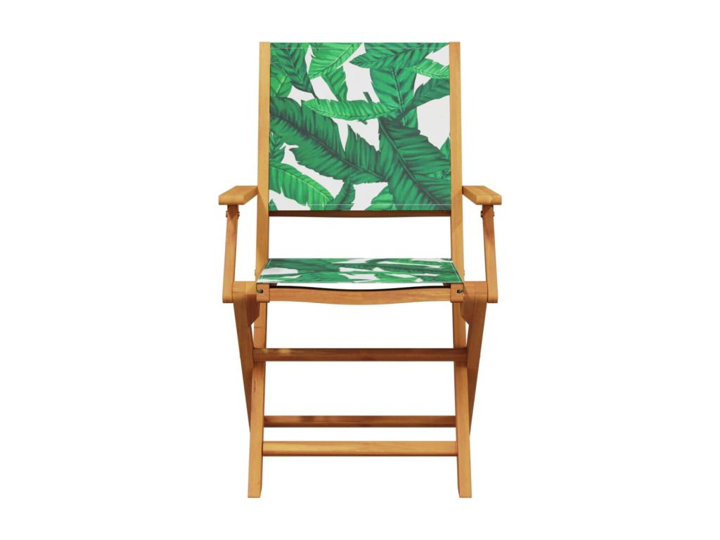 5-piece garden dining set with leaf pattern, fabric and wood, HTZJ65854