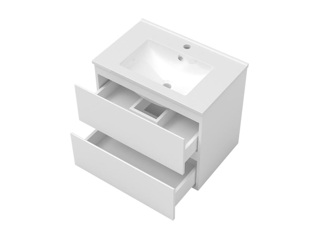 60cm Bathroom Vanity Unit with Column and Illuminated Wall Mirror, 3 Colors, White FYRO13502