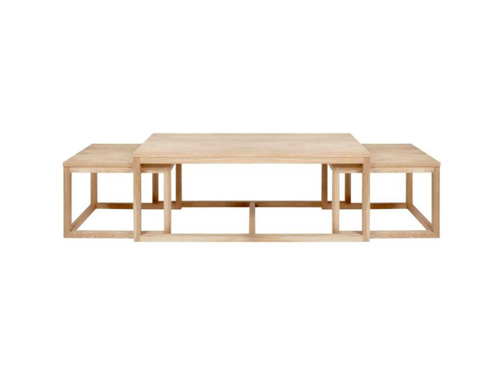 Set of 3 rectangular nesting coffee tables in wood Boisona AYOA19726