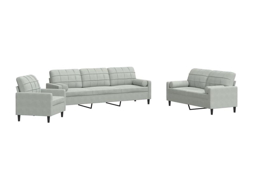 3-piece sofa set with velvet cushions and bolsters TXRL86497
