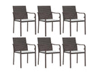 Garden chairs and cushions, set of 6, brown, 56x59x84 cm, rattan, UNEN10711