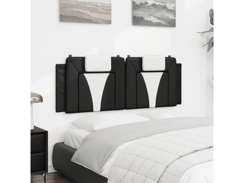 Black and white faux leather headboard cushion, 120 cm, OIZU93405