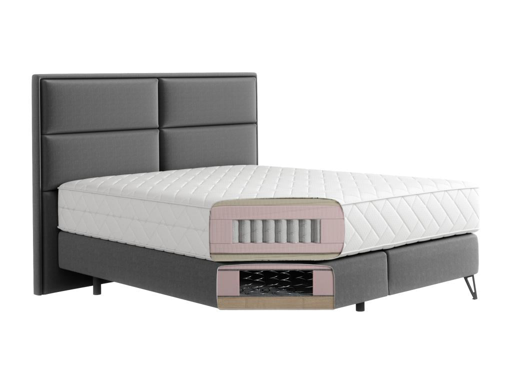 Boisona brown velvet continental bed with 30cm latex mattress and black metal legs - 140x200 ZAIU29319