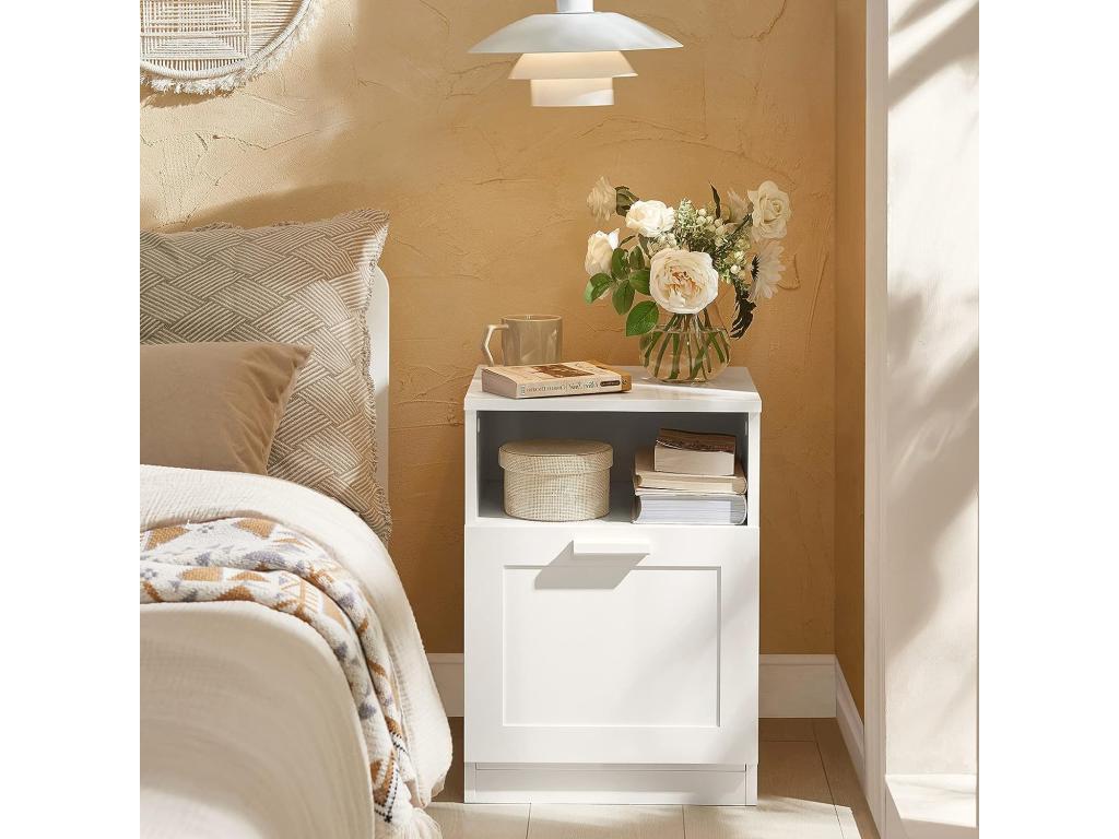 Bedside Table, End Table, Side Table with 1 Open Compartment and 1 Drawer FBT112-W GGNZ65407