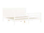 Bed frame with white headboard, Super Boisona solid wood, GUOZ17720