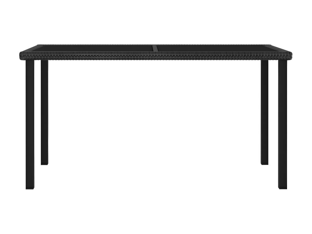 Black garden dining table 140x70x73 cm Woven resin BXNP05316