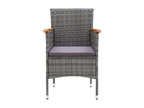 5-piece garden dining set with cushions, woven resin, grey, WPRB64604