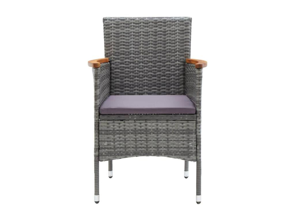 5-piece garden dining set with cushions, woven resin, grey, WPRB64604