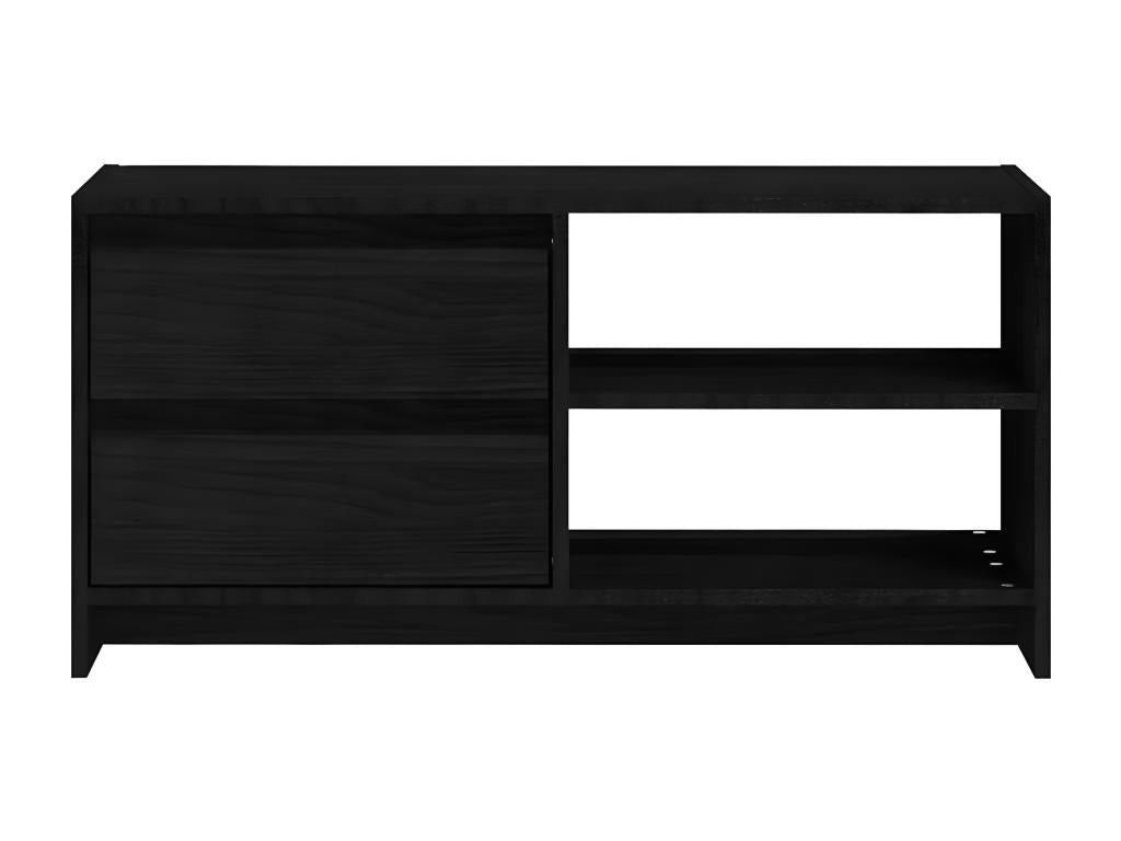 Black TV stand 80x31x39 cm Solid pine wood YBPF17053