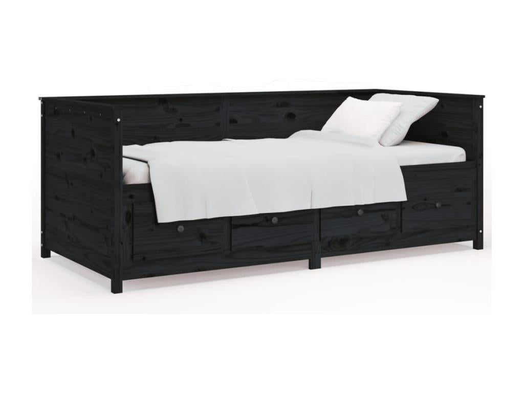 Daybed without mattress, black, 100x200 cm, solid pine wood, ZIMJ56083