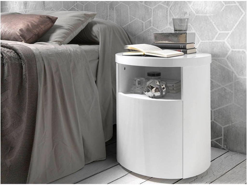 Elariva bedside table with 1 niche and 1 door, lacquered wood - Elariva color HRBR37821