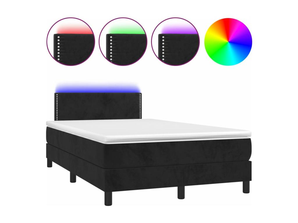 Nobellea bed base and black LED mattress 120x190 velvet EMIH52150