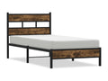 Bed frame without mattress with smoked oak headboard 90x200 cm VFDW57084