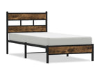 Bed frame without mattress with smoked oak headboard 90x200 cm VFDW57084