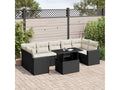 8-piece garden furniture set with cushions, black woven resin TMOE65537