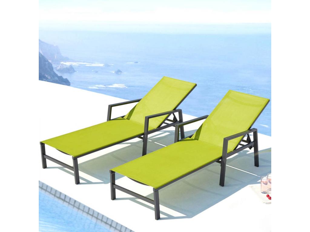 Set of 2 gray/green garden deck chairs Boisona WXOP10648
