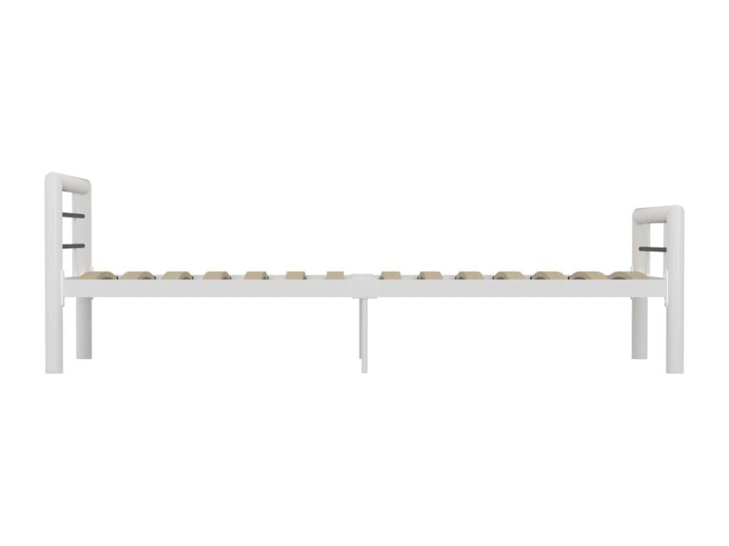 Bed frame without mattress, white and black metal, 100x200 cm, OUPU58248
