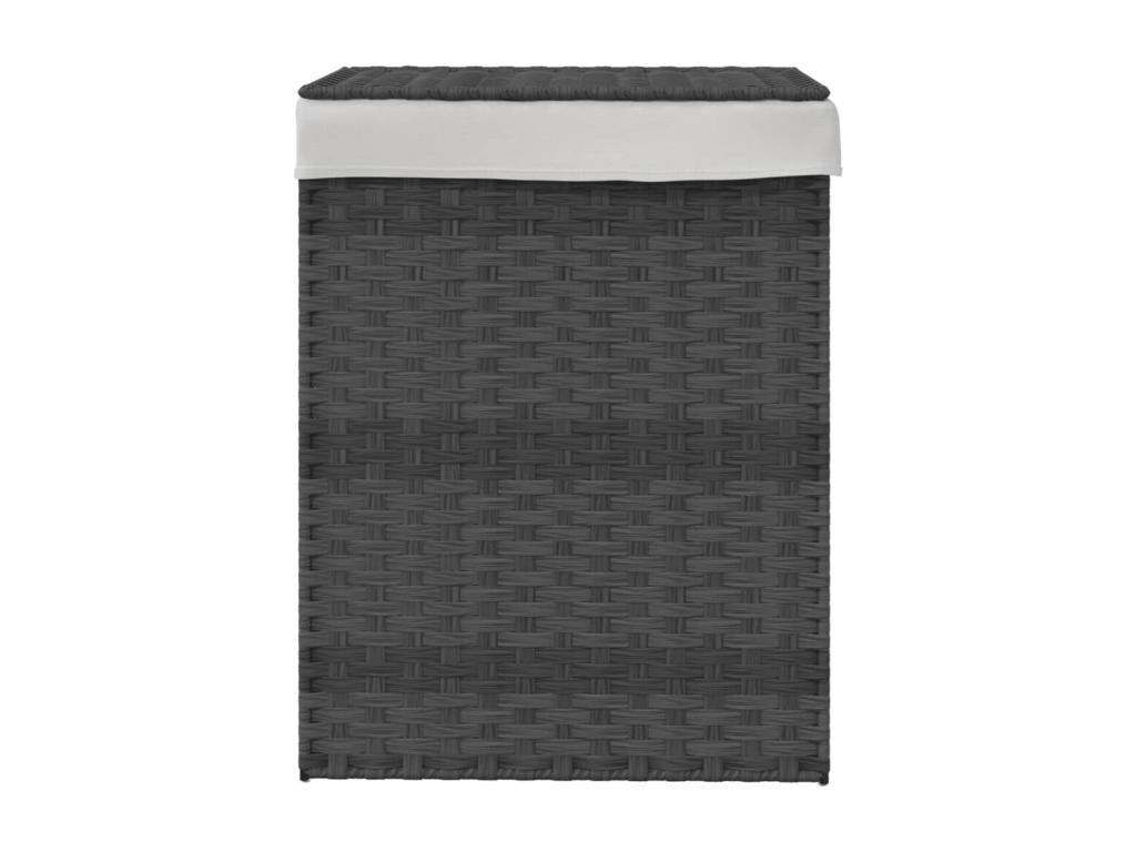 Laundry basket with lid, grey, 46x33x60 cm, woven resin, AYMK65711