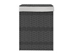 Laundry basket with lid, grey, 46x33x60 cm, woven resin, AYMK65711