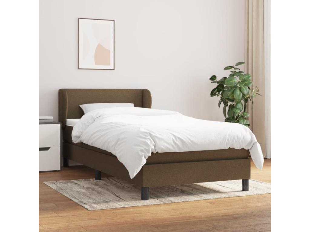 Upholstered bed base with mattress, dark brown, 90x200 cm, NUBC04170