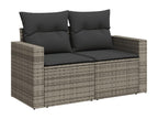 11-piece garden furniture set with grey resin wicker cushions DTID85793